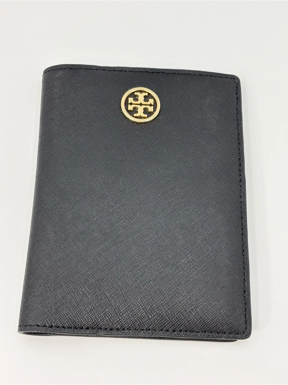 Tory Burch Black‎ Saffiano Leather Card & Passport Holder with Gold Logo